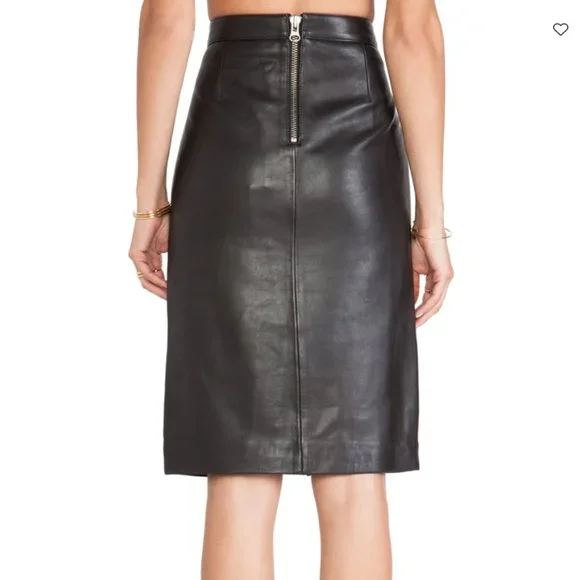 Mason Leather Black Pencil Skirt Zippers size 0 - Picture 3 of 14